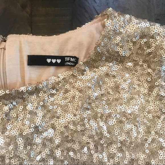 TFNC Gold Sequins Quarter Sleeve Dress - Picture 1 of 8